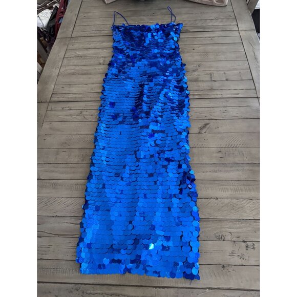 Blue Sequin Midi Dress | size 36 - Picture 5 of 7
